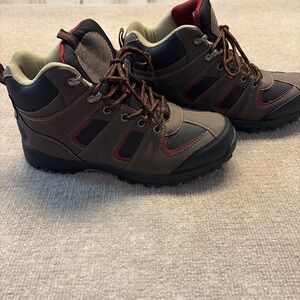 St. John’s Bay Outdoor Hiking Boots — Brown/Black/Red — Size 8.5